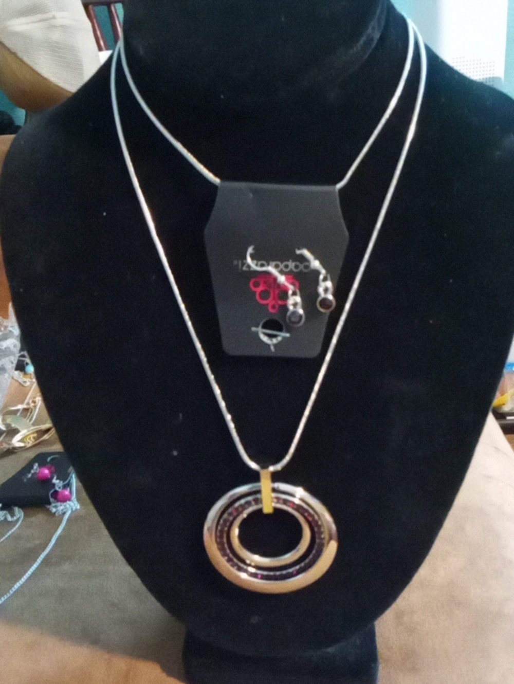 paparazzi Silver and Gold Layered Ring Pendant Necklace